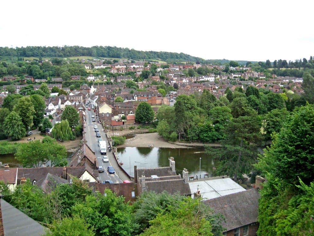 River Severn and Low Town seen from High Town, Bridgnorth, Shropshire
