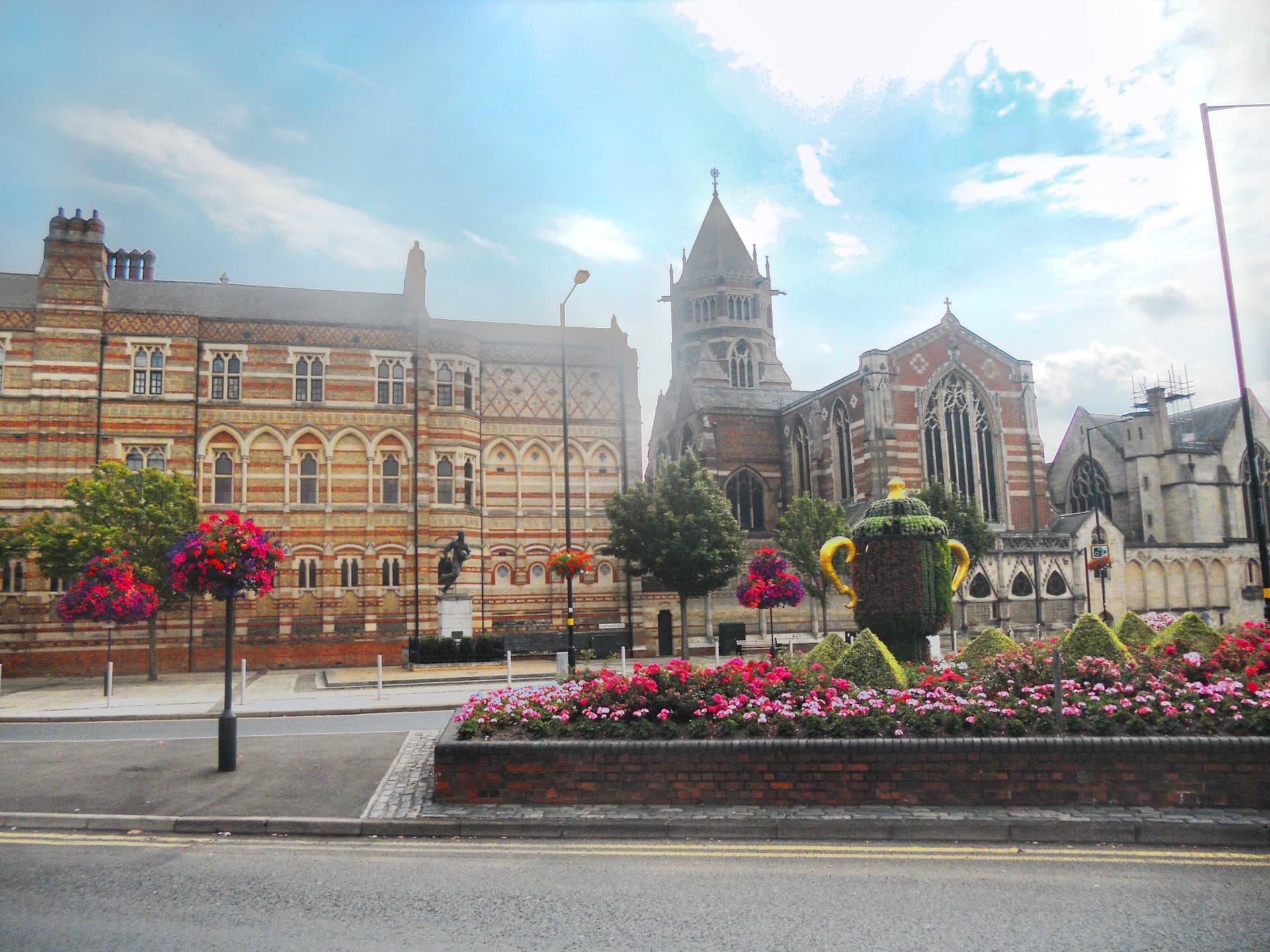 Rugby School and the Webb Ellis statue, Rugby, Warwickshire